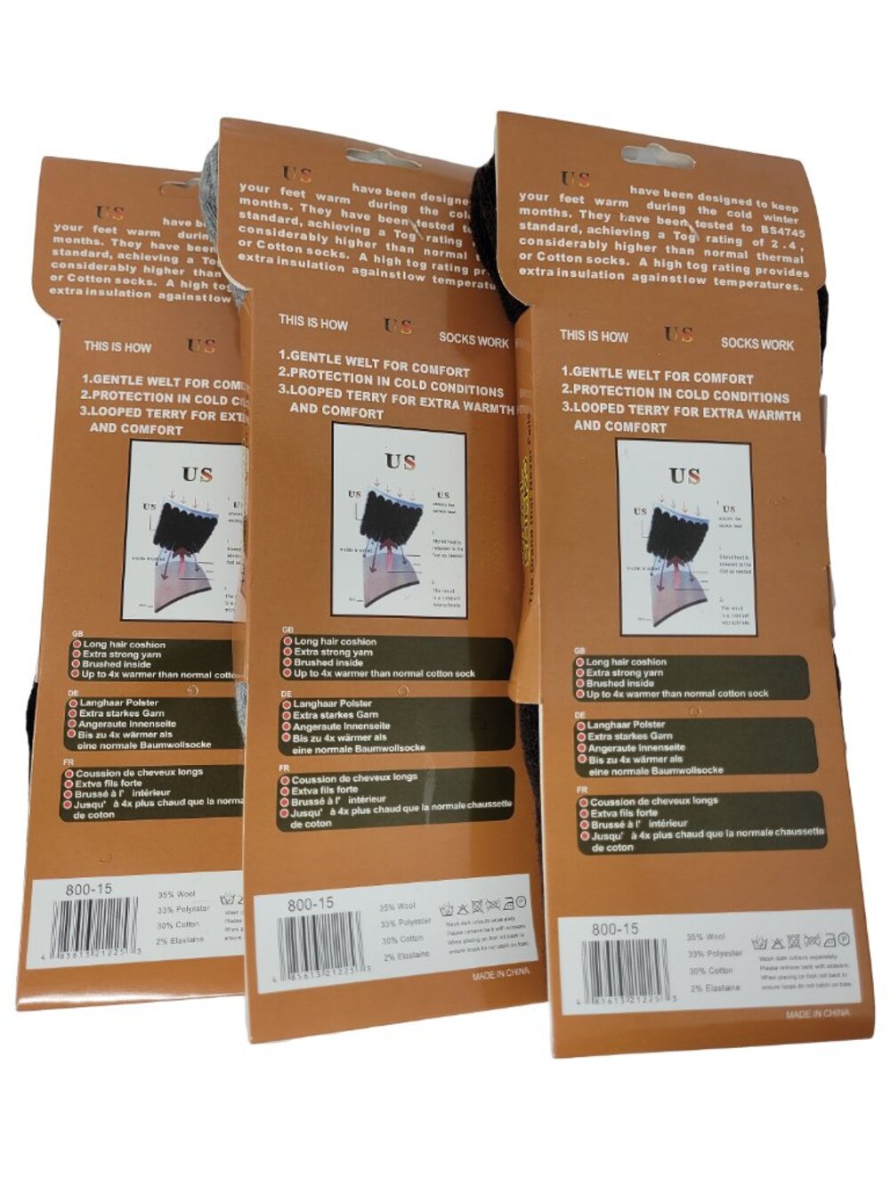 Men Merino Lamb Wool Crew Socks, 6 Pairs Size 10-13, Comfy Winter Warm Boot, NEW - Picture 2 of 4